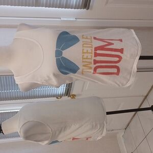 4/$40 White "Tweedle Dum" Tank Top - Size Small